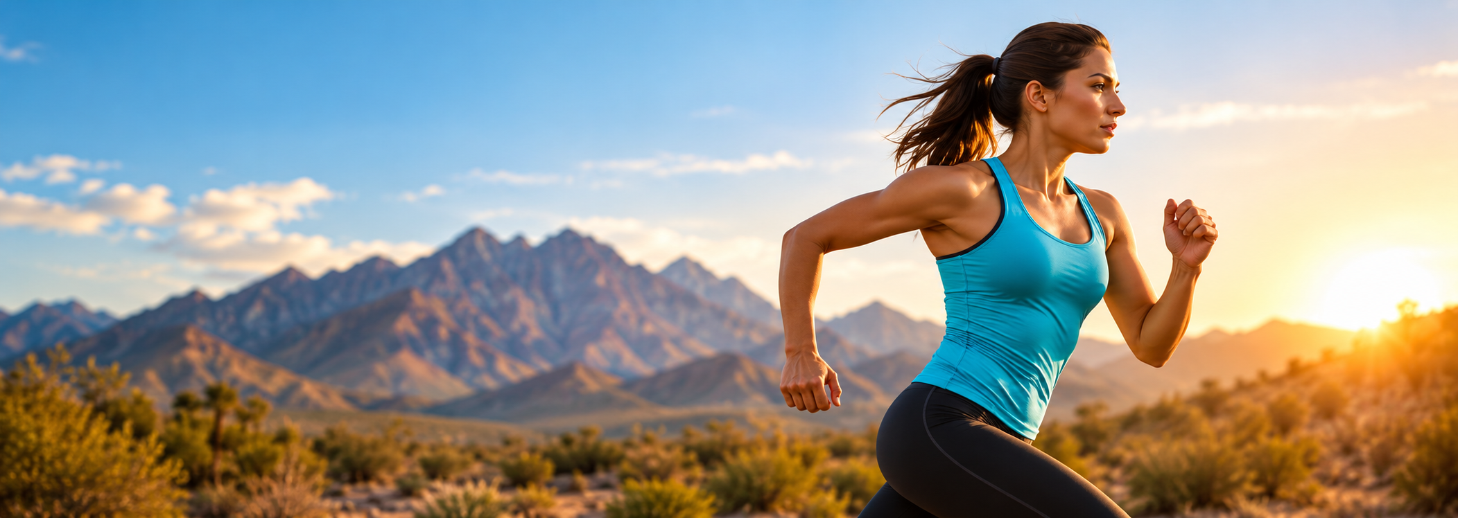 Athletic woman running outdoors